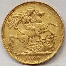 AUSTRALIA 1899 . ONE 1 SOVEREIGN . PERTH . GOLD